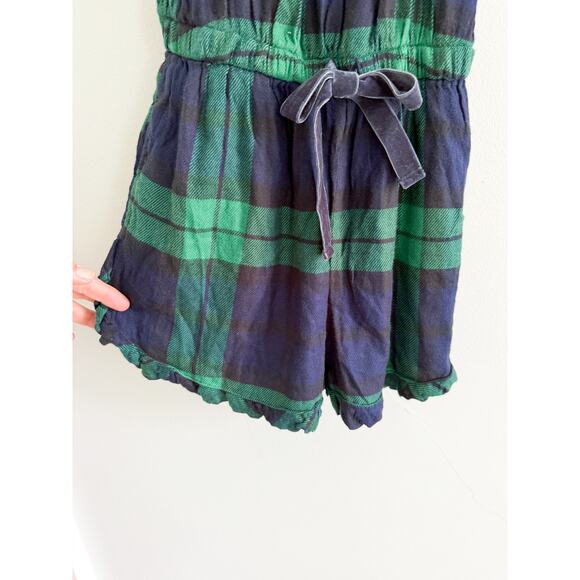 Aerie | NWT Flannel Plaid Romper in Green Blue | Sz XS - Picture 6 of 11